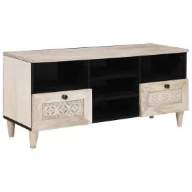   TV szekrény fiókkal Fehér 100 x 33 x 46 cm tömör mangófa