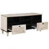 TV szekrény fiókkal Fehér 100 x 33 x 46 cm tömör mangófa
