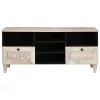 TV szekrény fiókkal Fehér 100 x 33 x 46 cm tömör mangófa