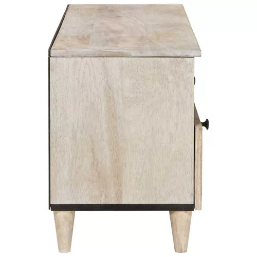 TV szekrény fiókkal Fehér 100 x 33 x 46 cm tömör mangófa