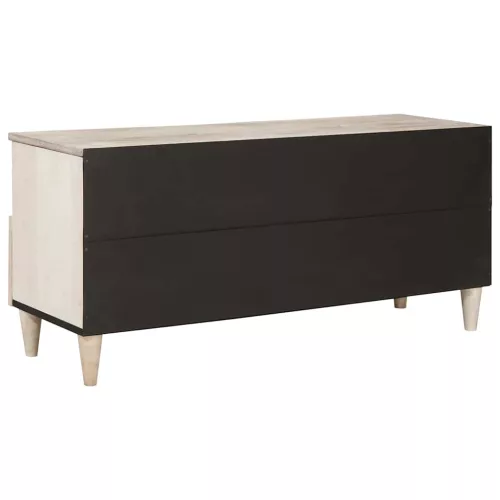 TV szekrény fiókkal Fehér 100 x 33 x 46 cm tömör mangófa