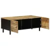 Fekete tömör nyers mangófa dohányzóasztal 100 x 54 x 40 cm