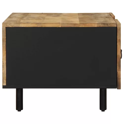 Fekete tömör nyers mangófa dohányzóasztal 100 x 54 x 40 cm