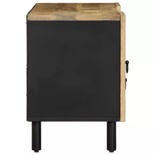 Fekete tömör nyers mangófa TV-szekrény 105 x 33,5 x 46 cm
