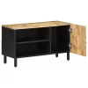 Fekete tömör nyers mangófa TV-szekrény 80 x 33,5 x 46 cm