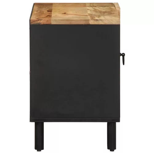 Fekete tömör nyers mangófa TV-szekrény 80 x 33,5 x 46 cm