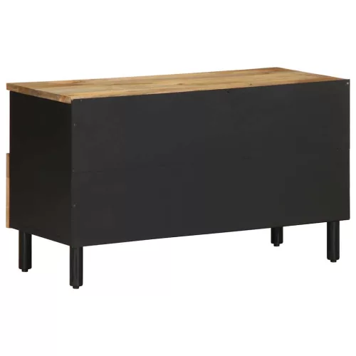 Fekete tömör nyers mangófa TV-szekrény 80 x 33,5 x 46 cm