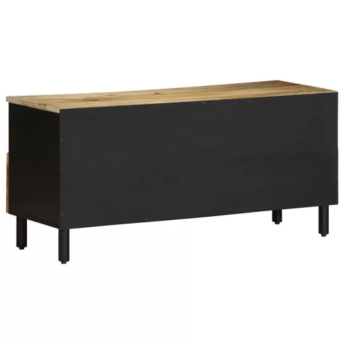 Fekete tömör nyers mangófa TV-szekrény 100 x 33,5 x 46 cm