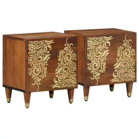   Éjjeliszekrény 2 pcs mézbarna 40 x 33 x 46 cm tömör mangófa