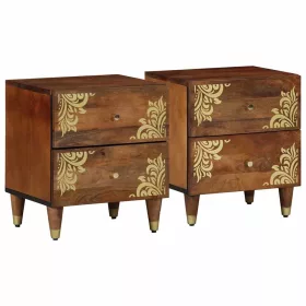   Éjjeliszekrény 2 pcs mézbarna 40 x 33 x 46 cm tömör mangófa