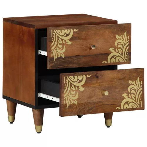 Éjjeliszekrény 2 pcs mézbarna 40 x 33 x 46 cm tömör mangófa