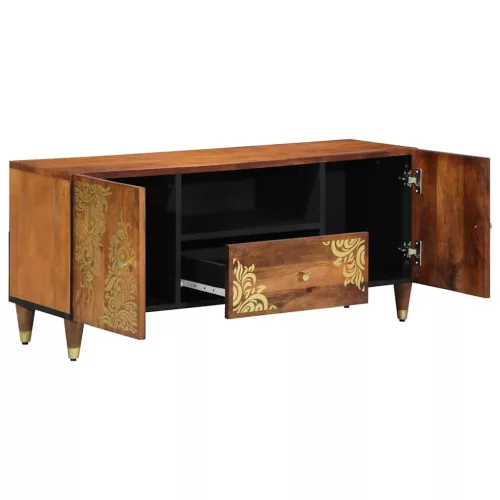 TV szekrény fiókkal Barna 105 x 33.5 x 46 cm Tömör mangófa