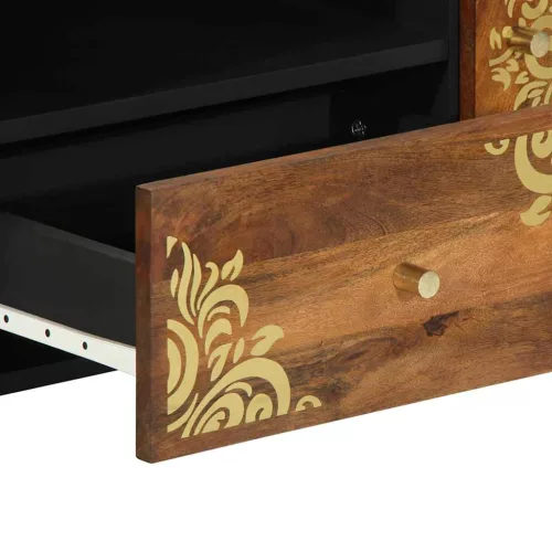 TV szekrény fiókkal Barna 105 x 33.5 x 46 cm Tömör mangófa