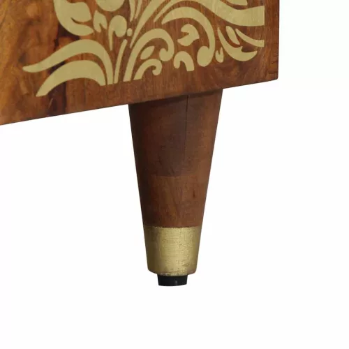 TV szekrény fiókkal Barna 105 x 33.5 x 46 cm Tömör mangófa