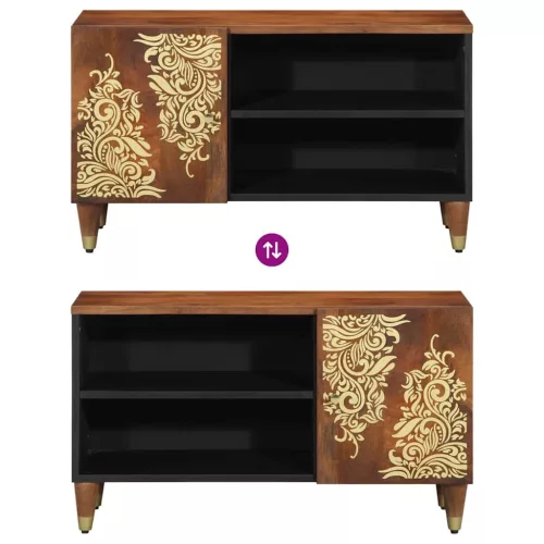 TV szekrény polcokkal Barna 80 x 31.5 x 46 cm Tömör mangófa