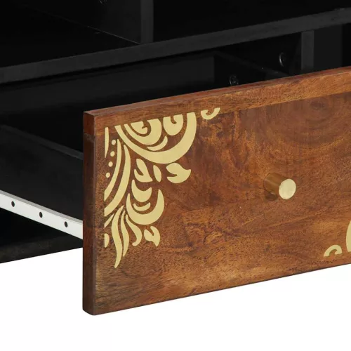 TV szekrény fiókkal Barna 100 x 33.5 x 46 cm Tömör mangófa