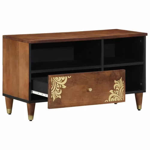 TV szekrény fiókkal Barna 80 x 33.5 x 46 cm Tömör mangófa