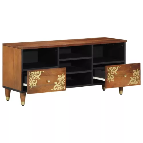 TV szekrény fiókkal Barna 100 x 33.5 x 46 cm Tömör mangófa