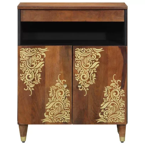 Széf polcokkal tárolóval Barna 60 x 33.5 x 75 cm Tömör mangófa