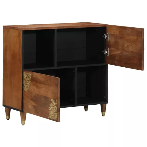 Széf polcokkal tárolóval Barna 80 x 33.5 x 75 cm Tömör mangófa