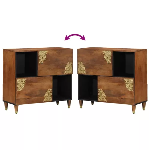 Széf polcokkal tárolóval Barna 80 x 33.5 x 75 cm Tömör mangófa