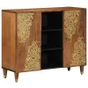 Széf polcokkal tárolóval Barna 90 x 33.5 x 75 cm Tömör mangófa