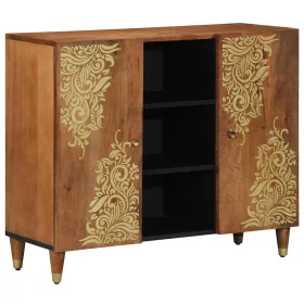   Széf polcokkal tárolóval Barna 90 x 33.5 x 75 cm Tömör mangófa