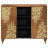 Széf polcokkal tárolóval Barna 90 x 33.5 x 75 cm Tömör mangófa
