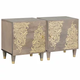   Éjjeliszekrény 2 pcs Szürke 40 x 33 x 46 cm tömör mangófa