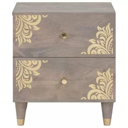 Éjjeliszekrény 2 pcs Szürke 40 x 33 x 46 cm tömör mangófa