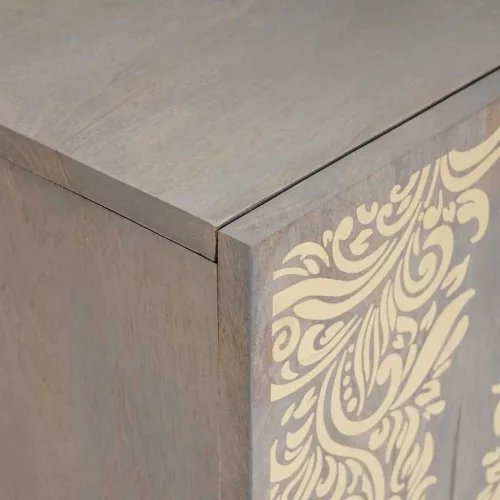 TV szekrény Szürke és Arany 105 x 33.5 x 46 cm Tömör mangófa