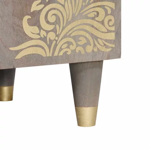 TV szekrény Szürke és Arany 105 x 33.5 x 46 cm Tömör mangófa