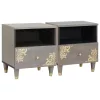 Éjjeliszekrény 2 pcs Szürke 40 x 33 x 46 cm tömör mangófa