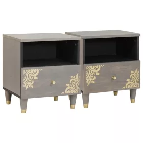   Éjjeliszekrény 2 pcs Szürke 40 x 33 x 46 cm tömör mangófa
