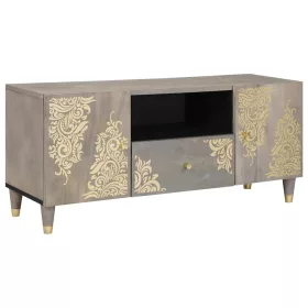   TV szekrény Szürke és Arany 105 x 33.5 x 46 cm Tömör mangófa