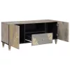 TV szekrény Szürke és Arany 105 x 33.5 x 46 cm Tömör mangófa