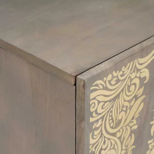 TV szekrény Szürke és Arany 105 x 33.5 x 46 cm Tömör mangófa