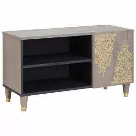   TV szekrény Szürke és Arany 80 x 31.5 x 46 cm Tömör mangófa