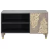 TV szekrény Szürke és Arany 80 x 31.5 x 46 cm Tömör mangófa