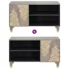 TV szekrény Szürke és Arany 80 x 31.5 x 46 cm Tömör mangófa