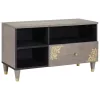 TV szekrény Szürke és Arany 80 x 33.5 x 46 cm Tömör mangófa