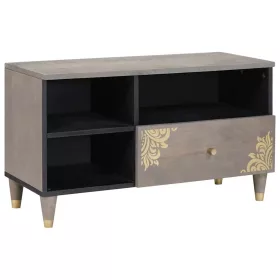   TV szekrény Szürke és Arany 80 x 33.5 x 46 cm Tömör mangófa