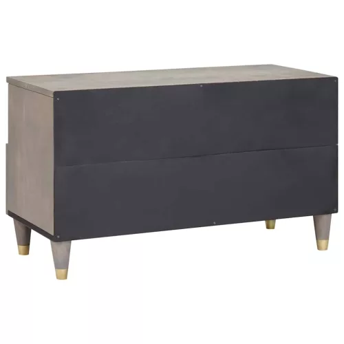 TV szekrény Szürke és Arany 80 x 33.5 x 46 cm Tömör mangófa