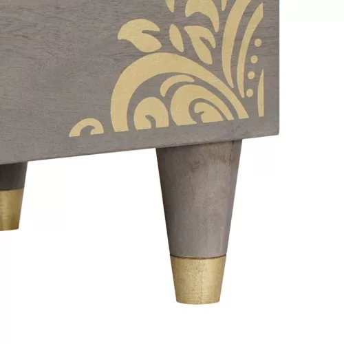 TV szekrény Szürke és Arany 80 x 33.5 x 46 cm Tömör mangófa