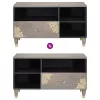 TV szekrény Szürke és Arany 80 x 33.5 x 46 cm Tömör mangófa