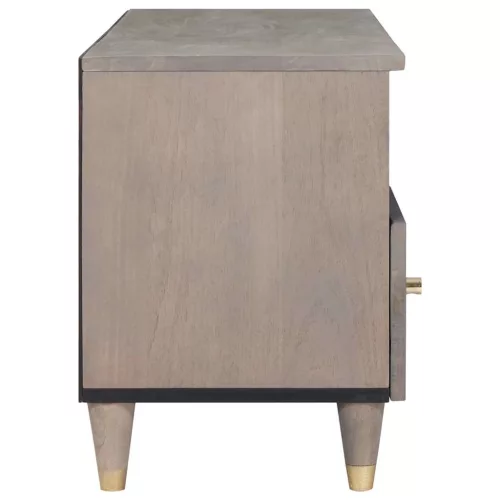 TV szekrény Szürke és Arany 100 x 33.5 x 46 cm Tömör mangófa