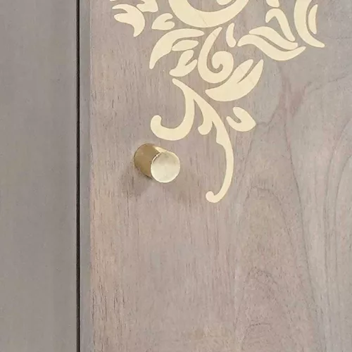 Széf polcokkal Szürke és Arany 40 x 33.5 x 75 cm Tömör mangófa