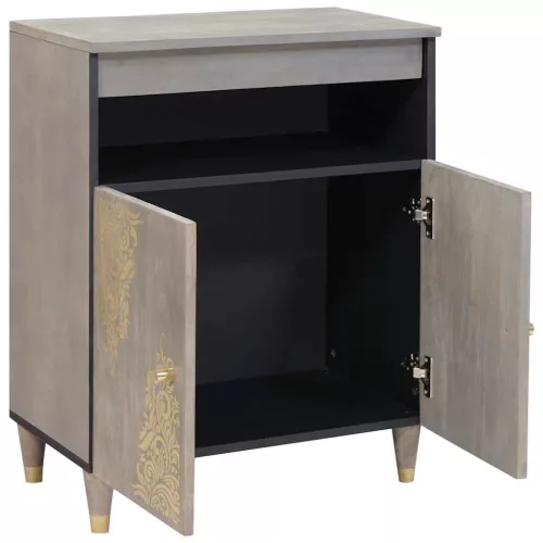 Széf polcokkal Szürke és Arany 60 x 33.5 x 75 cm Tömör mangófa