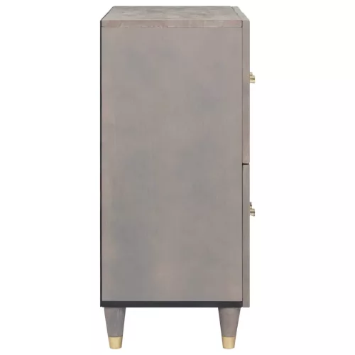 Széf polcokkal Szürke és Arany 60 x 33 x 75 cm Tömör mangófa