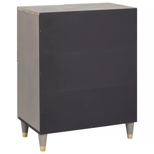 Széf polcokkal Szürke és Arany 60 x 33 x 75 cm Tömör mangófa